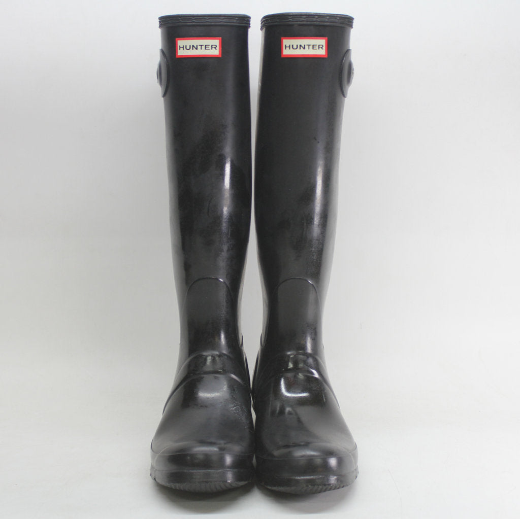 Hunter Original Tall Gloss Black Wellies Womens Rainboots - UK 7