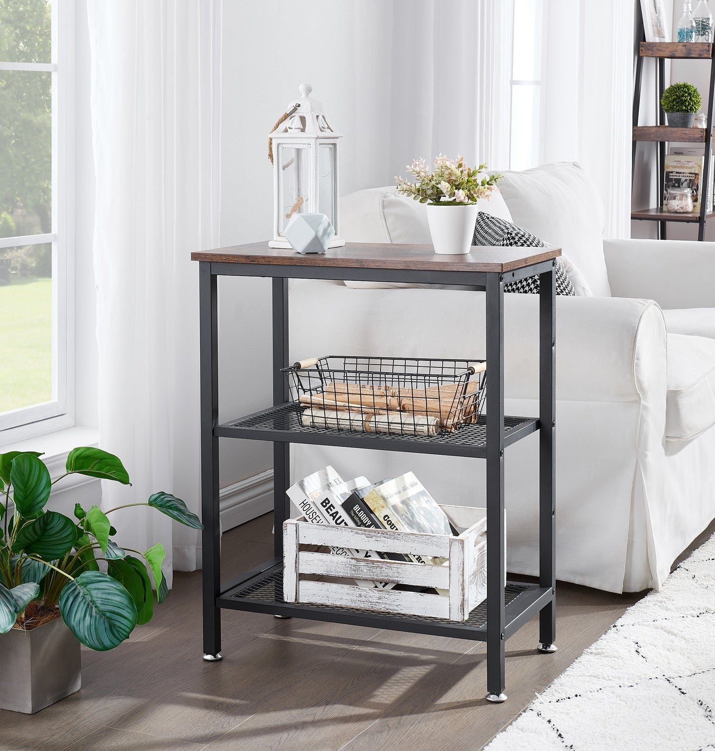 VECELO End Side Table 3-Layer Narrow Night Stand/Entryway/Hallway Console Table for Living Room/Bedroom