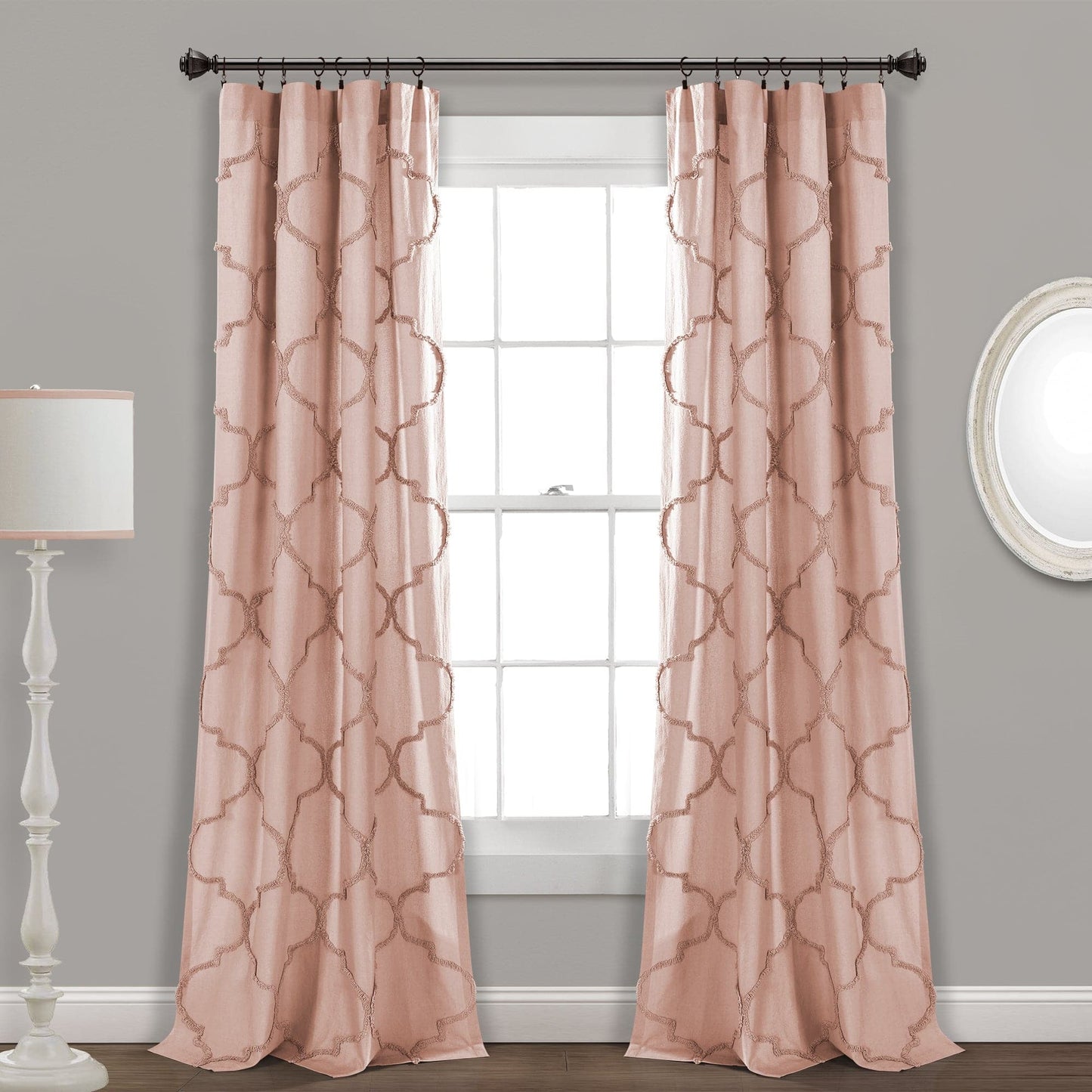 Avon Chenille Trellis Window Curtain Panel Set