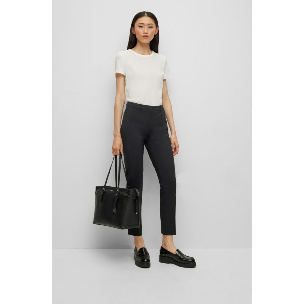 Cropped regular-fit trousers in Italian stretch virgin wool