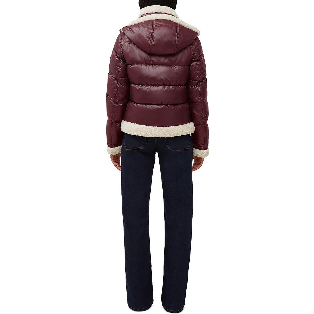 Womens Sherpa Trimmed Quilted Puffer Jacket