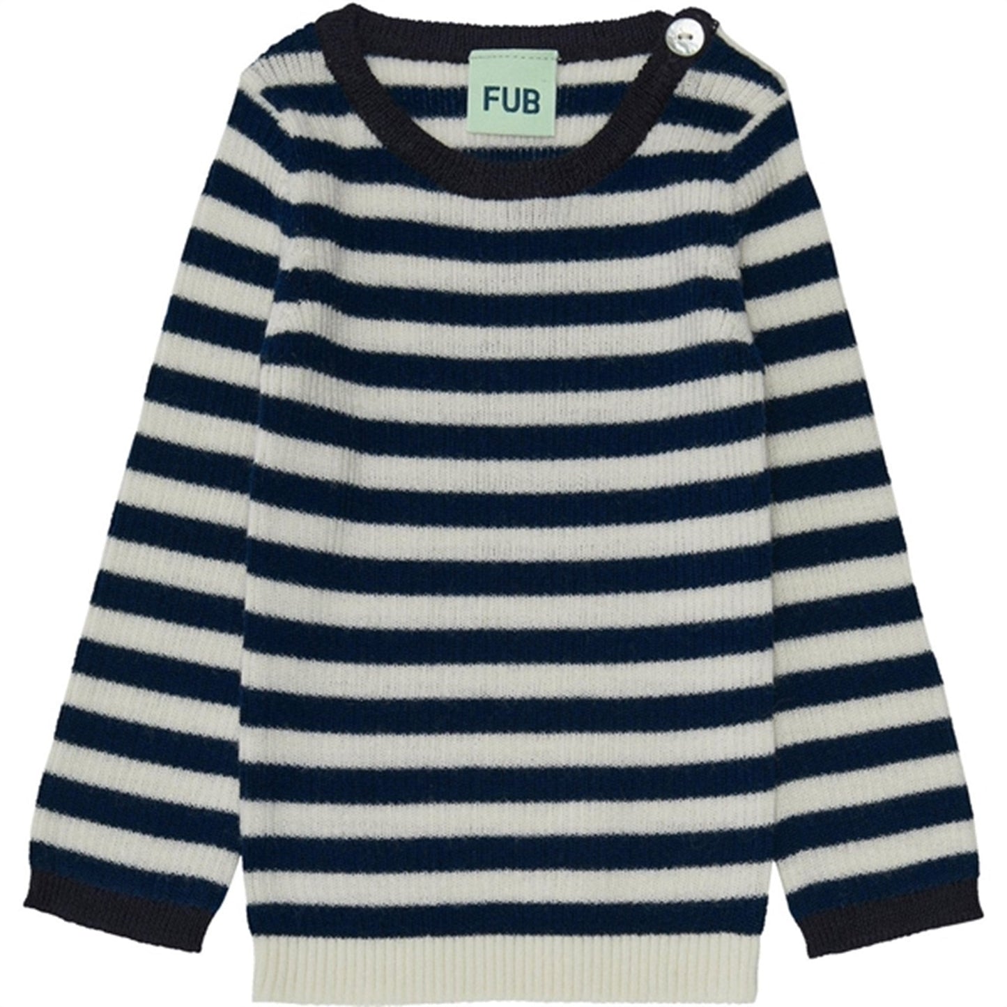 FUB Baby Rib Blouse Ecru/Royal Blue