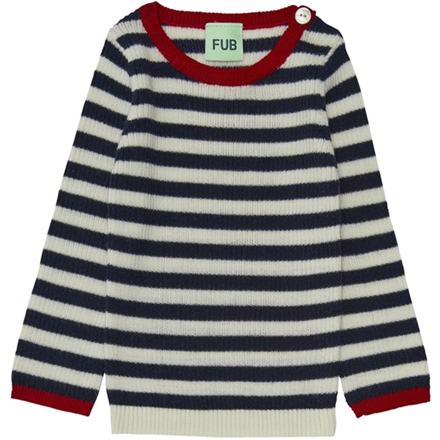 FUB Baby Rib Blouse Ecru/Royal Blue