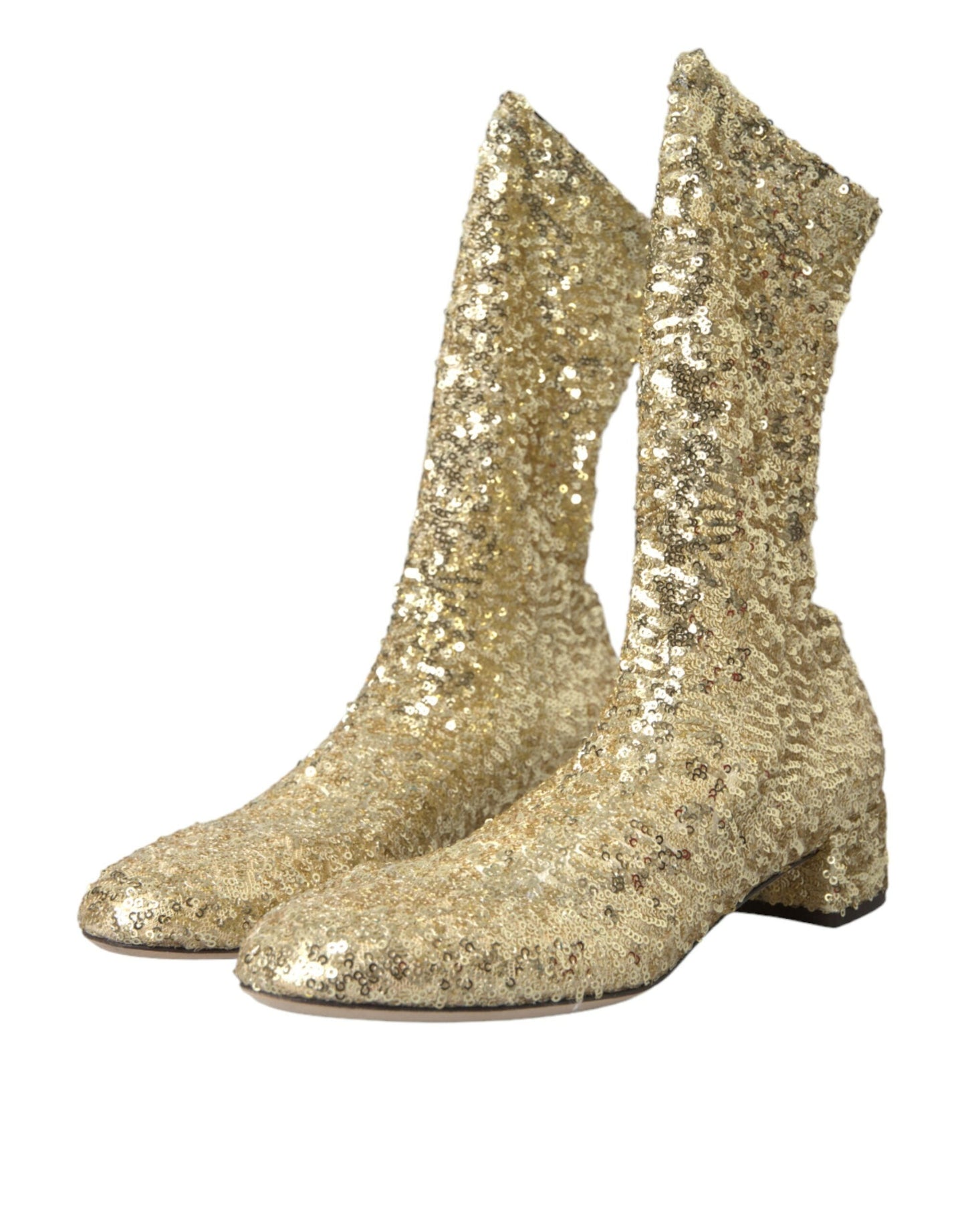 Dolce & Gabbana  Sequined Short Boots Stretch Women's Shoes