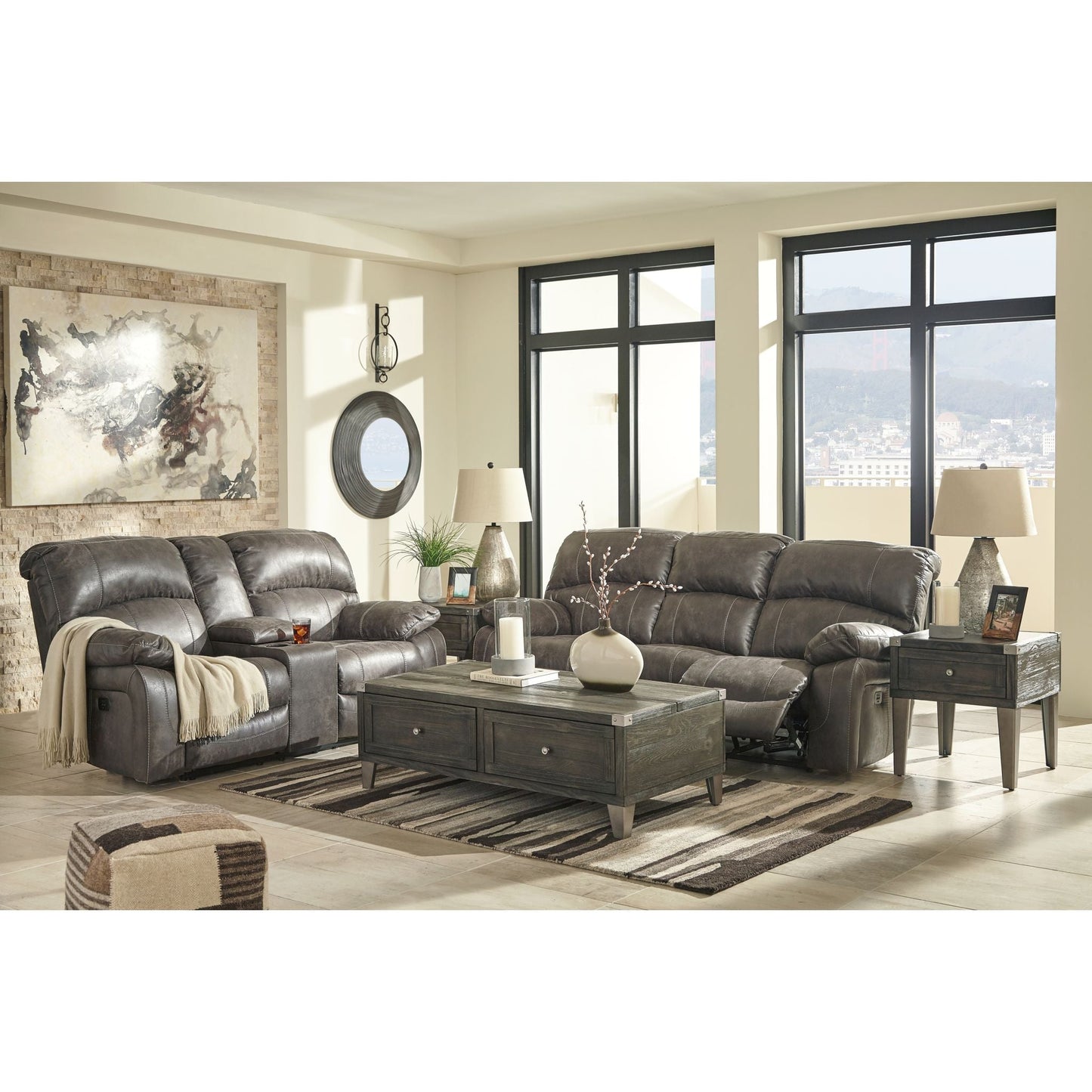 Dunwell Power Reclining Sofa - Steel