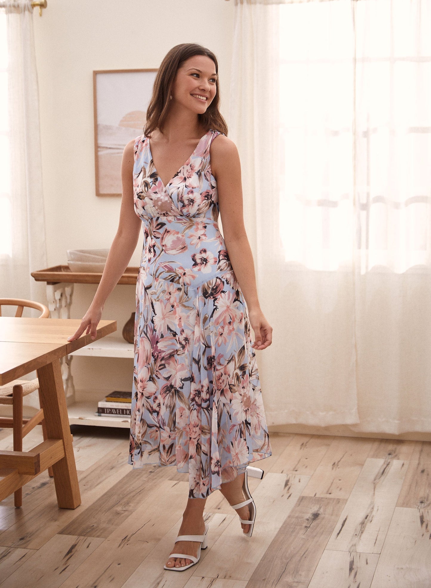 Floral Print Chiffon Dress