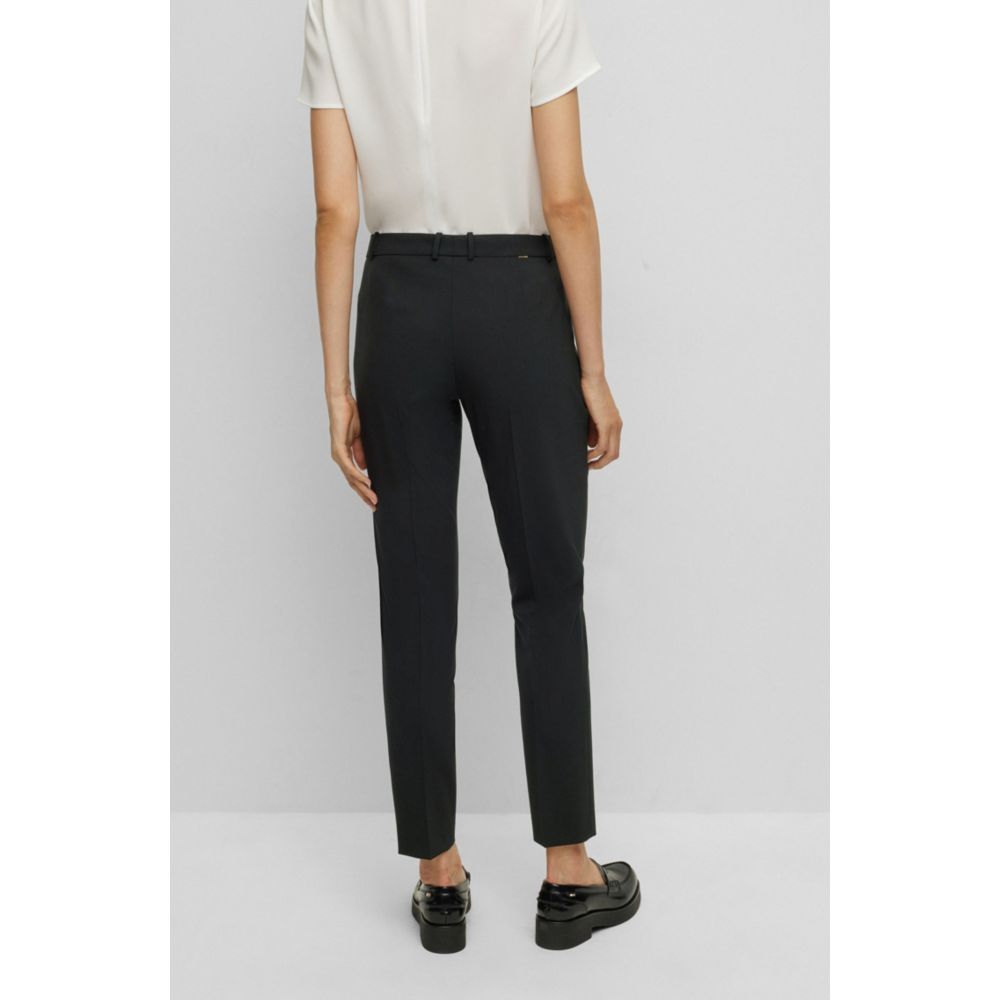 Cropped regular-fit trousers in Italian stretch virgin wool