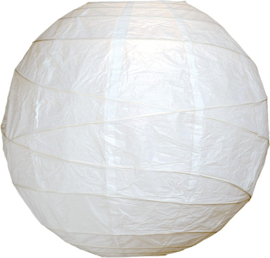 BULK PACK (100) 8" White Round Paper Lantern, Crisscross Ribbing, Chinese Hanging Wedding & Party Decoration