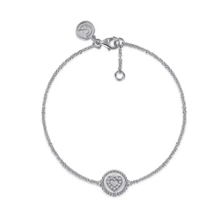 925 Sterling Silver Diamond Bujukan Heart Bracelet