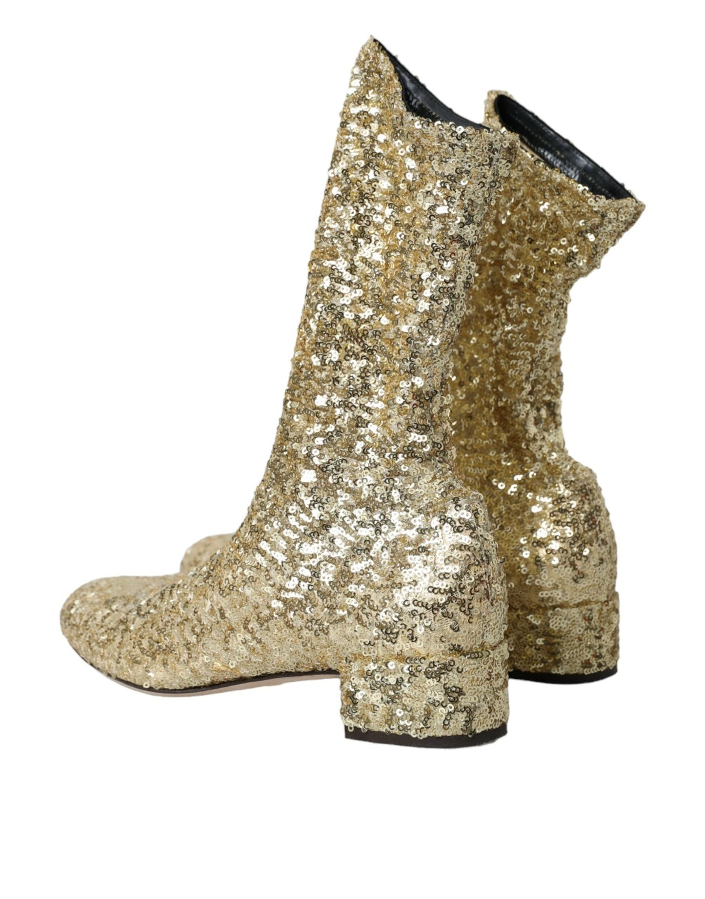 Dolce & Gabbana  Sequined Short Boots Stretch Women's Shoes