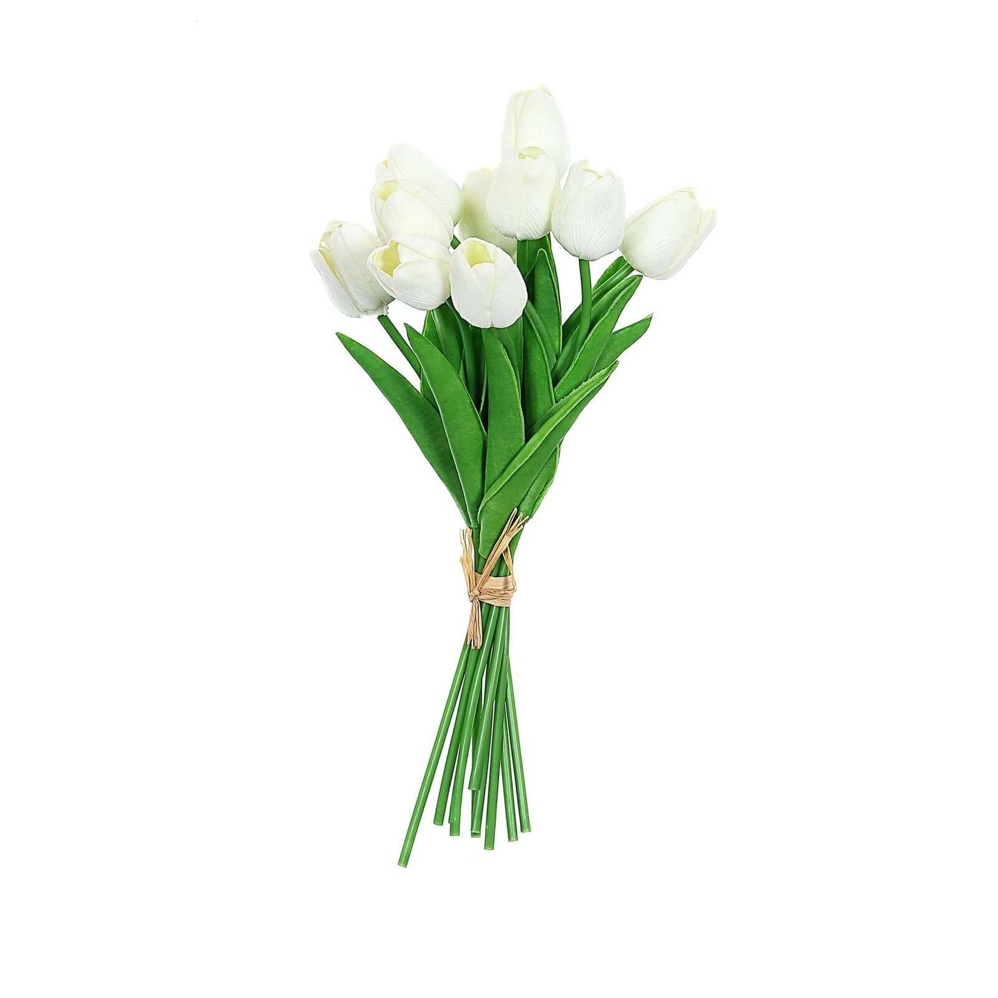 10 Stems White Real Touch Artificial Foam Tulip Flower Bouquets 13"