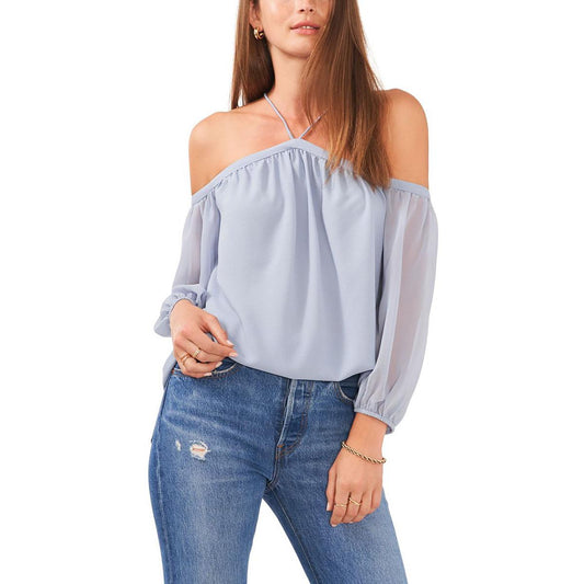 1.State Womens Chiffon Off-The-Shoulder Blouse