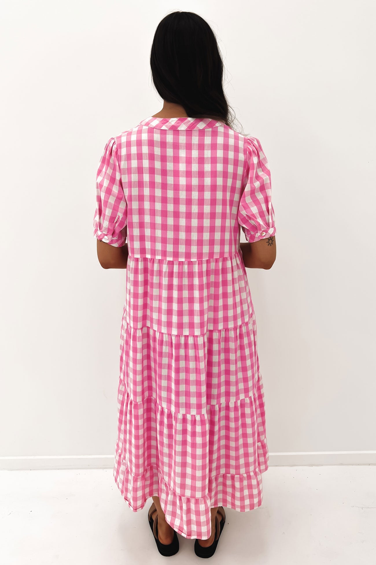 Elena Midi Dress Pink Check