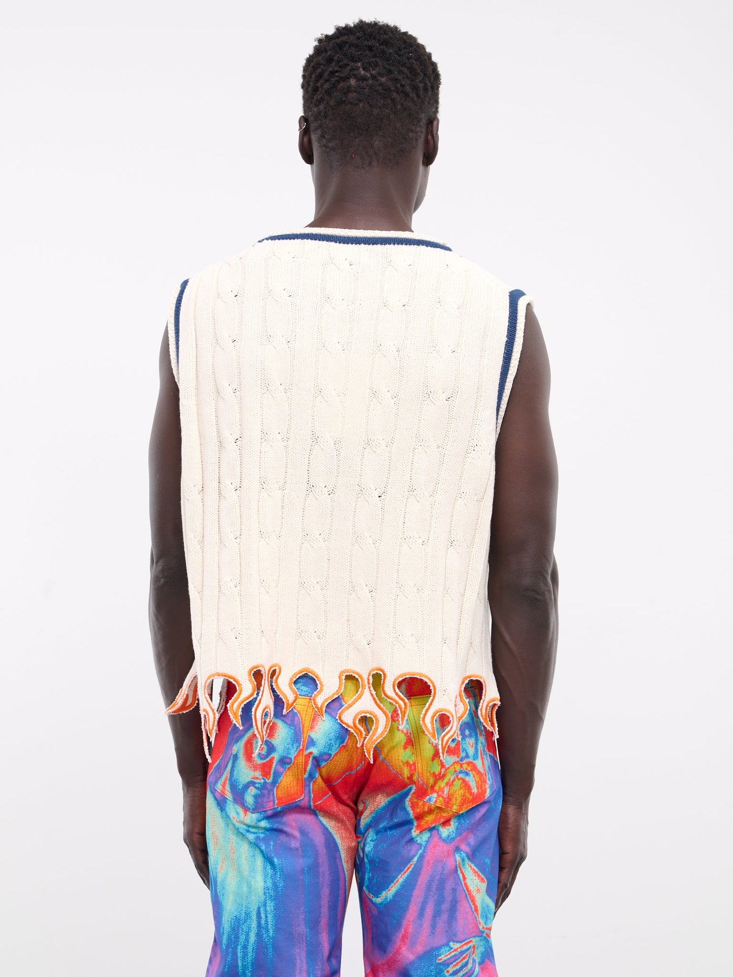 Flame Knit Vest (NL-TO-1201-WHITE-BLUE)