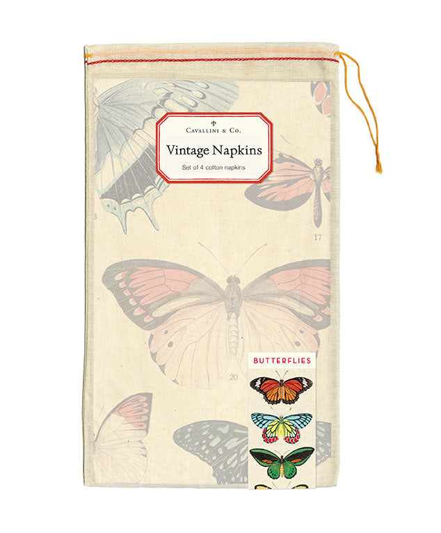 Cavallini & Co. Butterfly Cotton Napkins- Set of 4