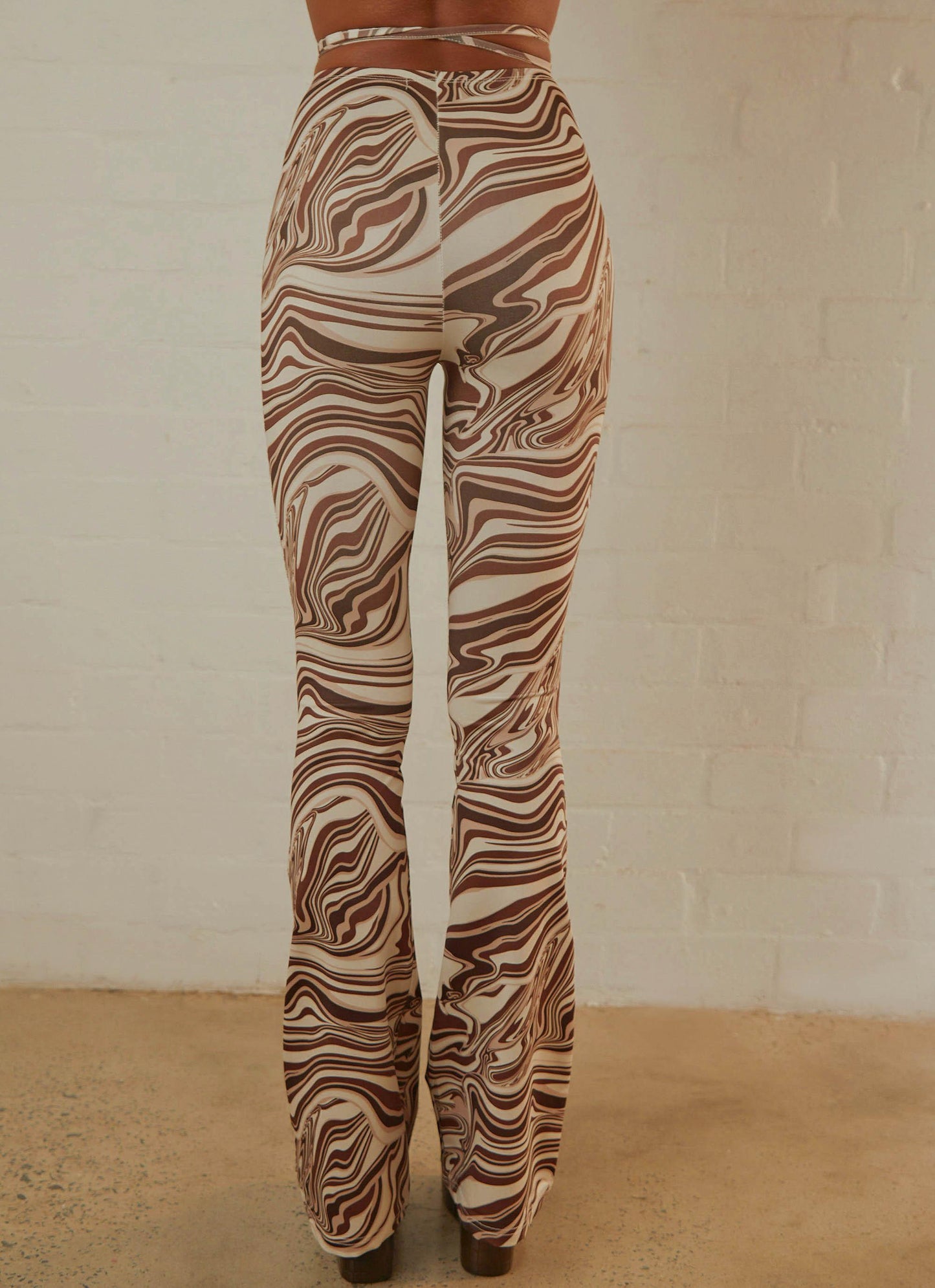 Elena Flare Pants - Brown Swirl Print