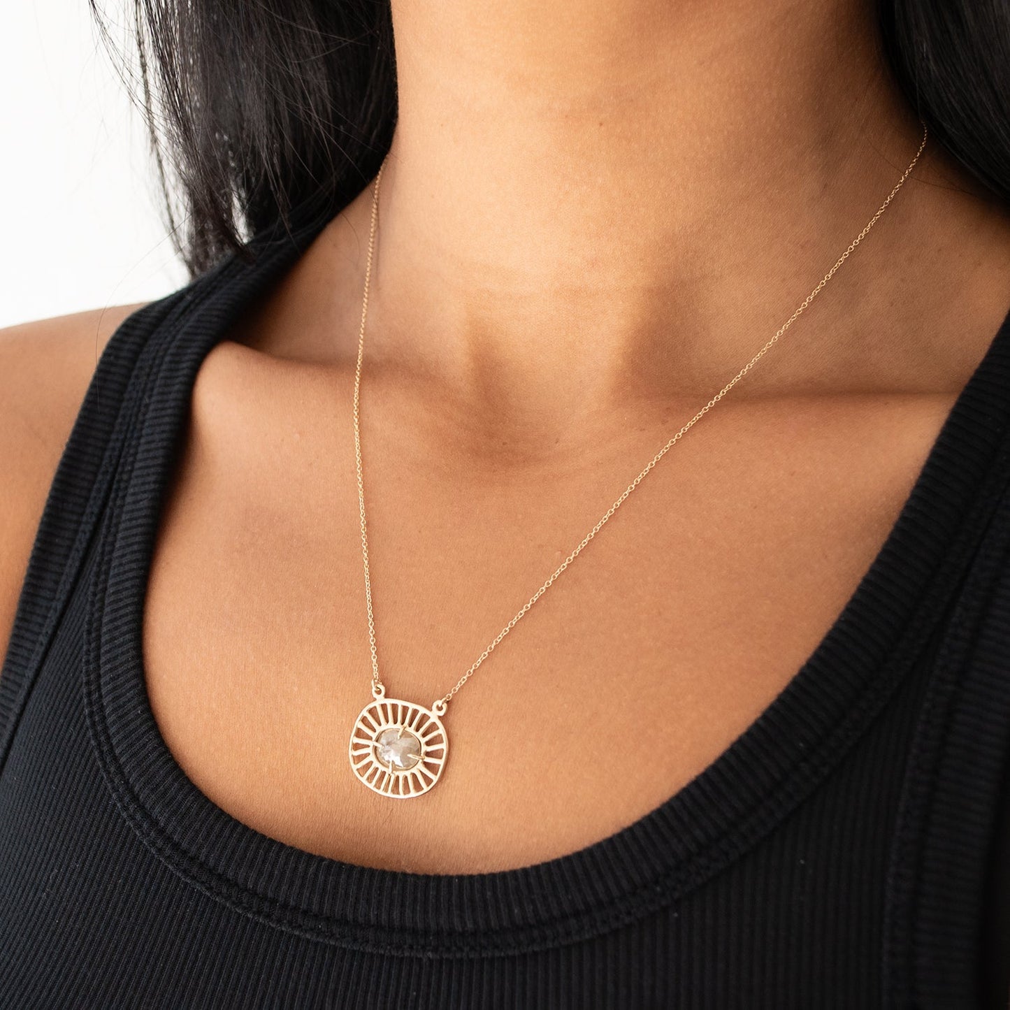 Large Milky Diamond Cosmic Web Necklace