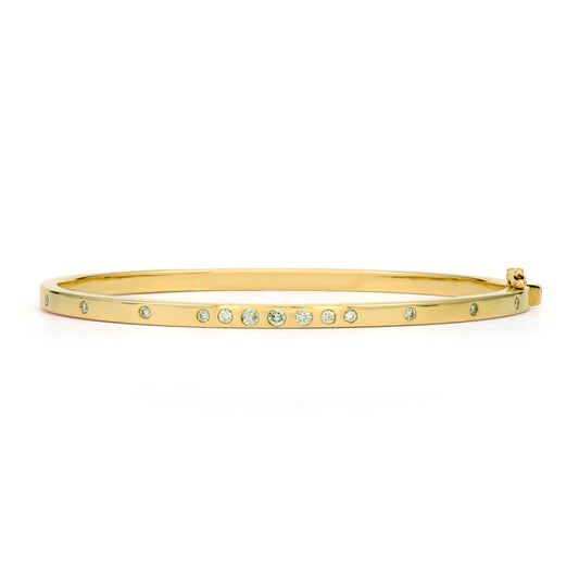 Graduated Diamond Metal Set 14K Yellow Gold Bangle