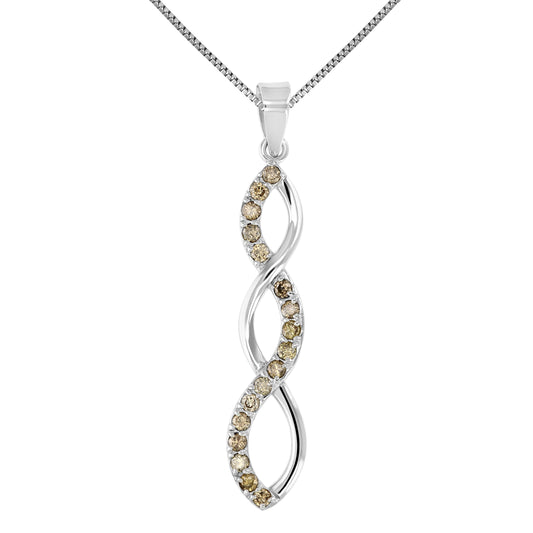 1/2 cttw Champagne Diamond Pendant .925 Sterling Silver With 18 Inch Chain