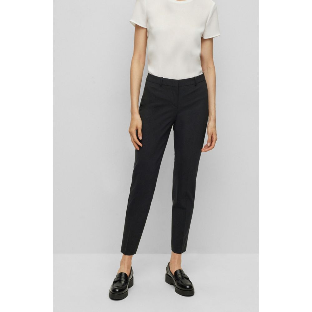 Cropped regular-fit trousers in Italian stretch virgin wool