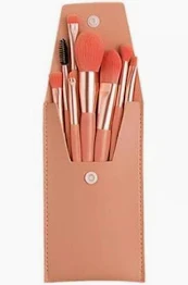 8 Piece Mini Makeup Brushes - Dark Pink