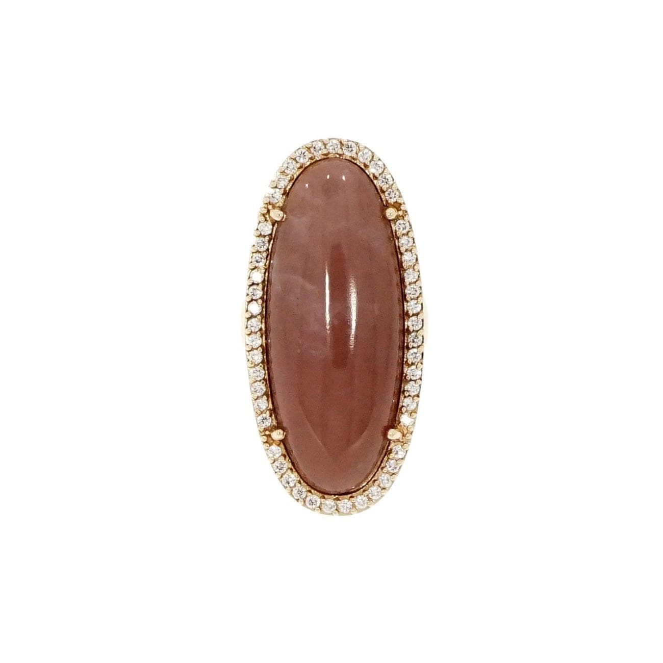 Carla Amorim Elongated Oval Pink Quartz Diamond Halo Rose Gold Ring