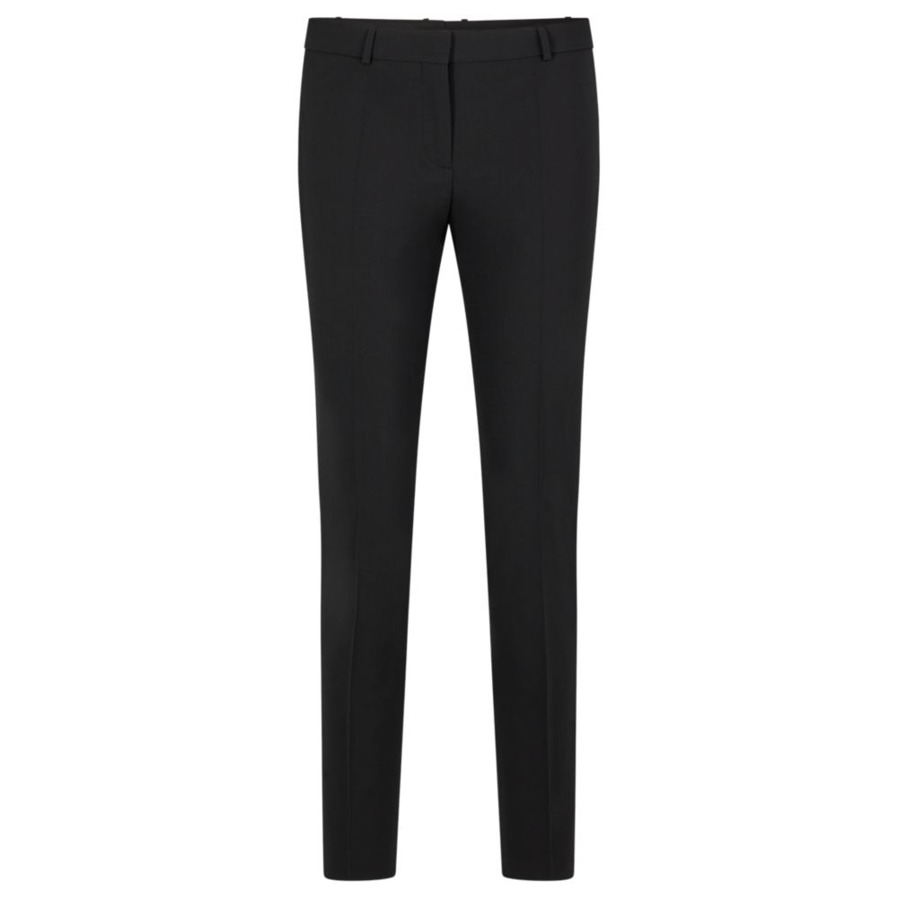 Cropped regular-fit trousers in Italian stretch virgin wool