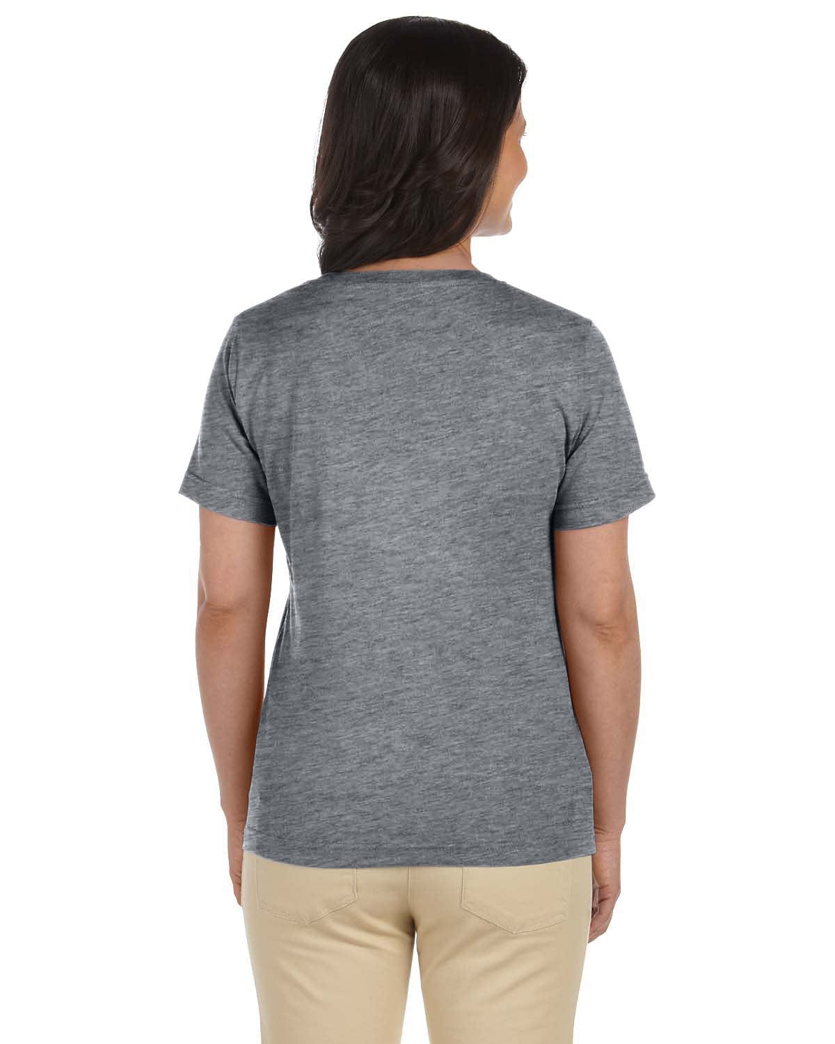 LAT Ladies Combed Cotton V-Neck T-Shirt | Granite Heather