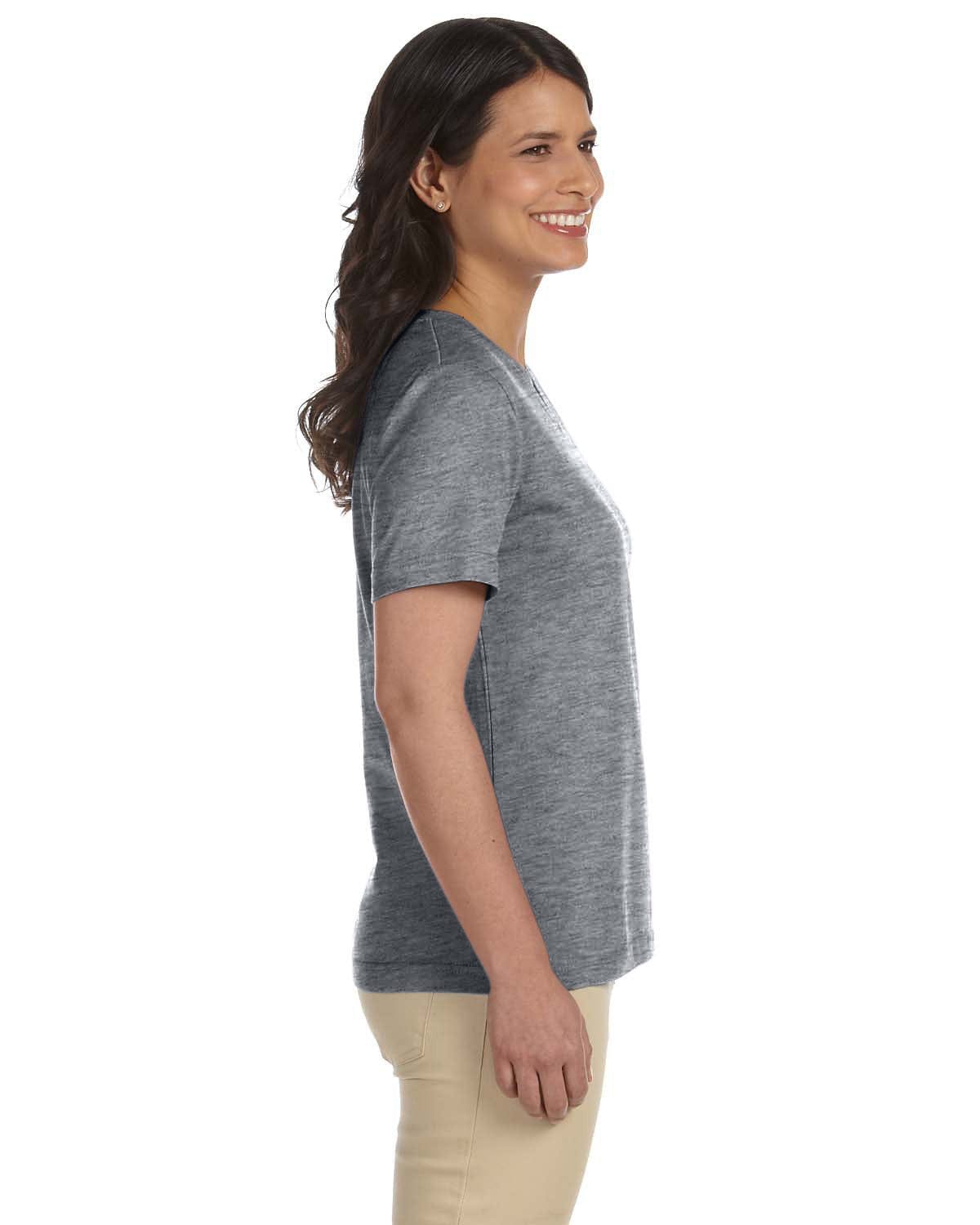 LAT Ladies Combed Cotton V-Neck T-Shirt | Granite Heather