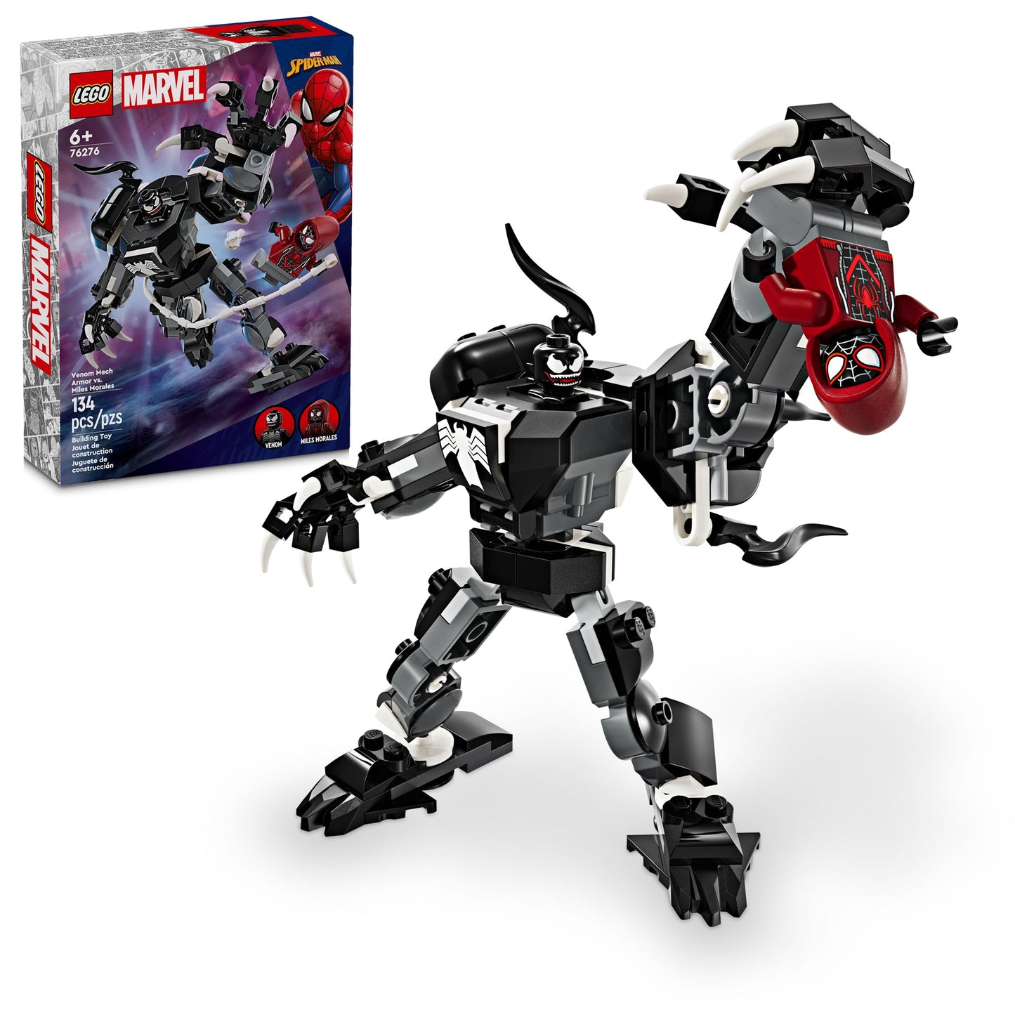 LEGO Marvel Venom Mech Armor vs. Miles Morales, 76276, Ages 6+, 134 Pieces