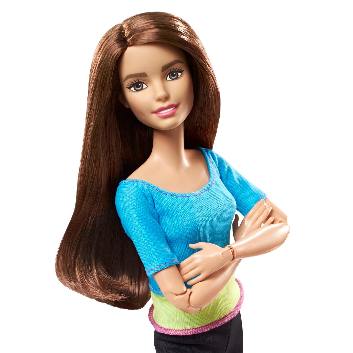 Barbie Made To Move Posable Doll in Blue Color-Blocked Top And Yoga Leggings, Flexible