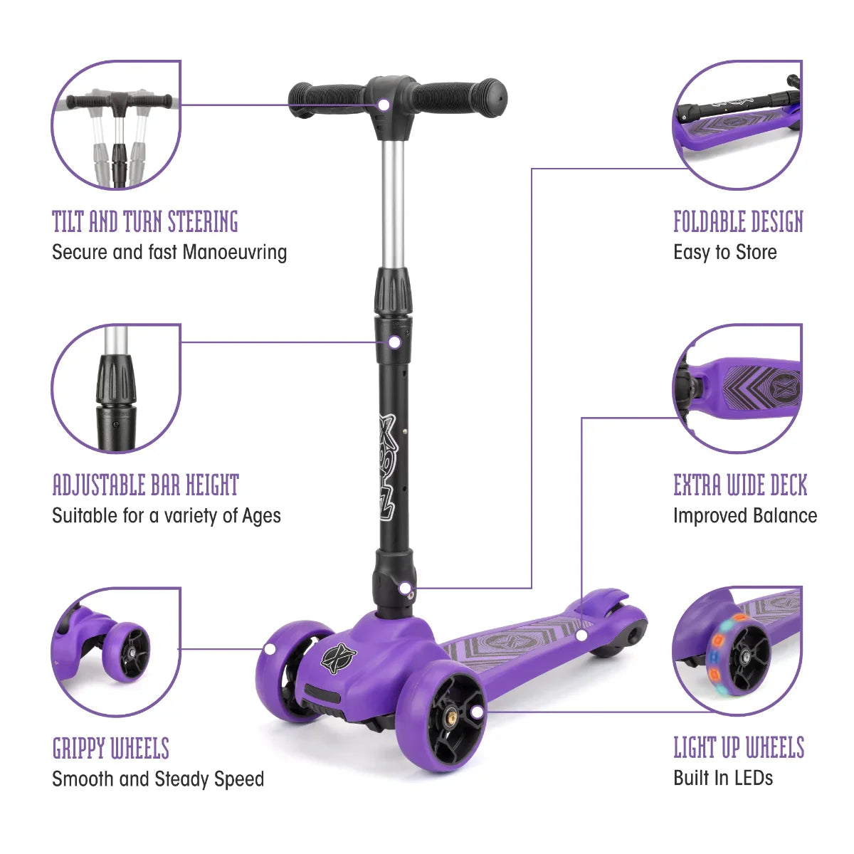 Xootz Scout Tri-Scooter - Purple