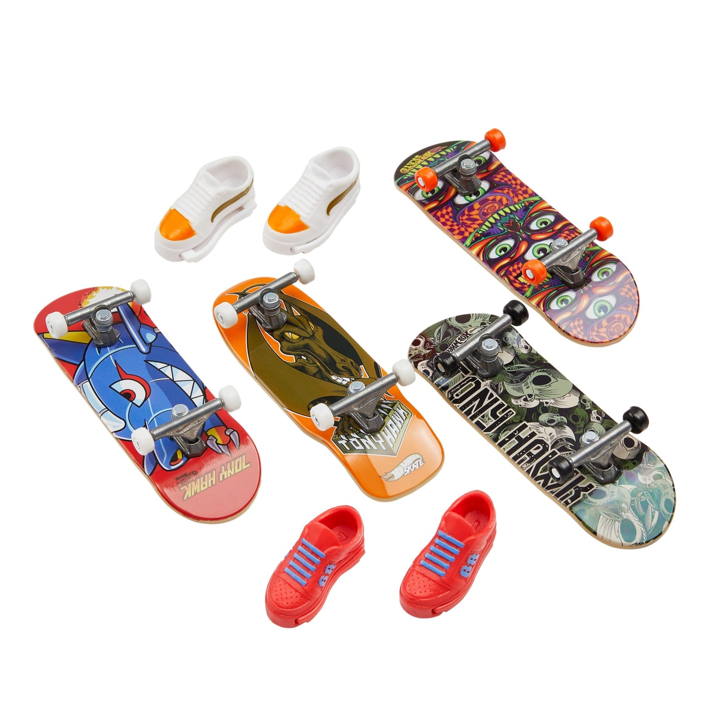 Hot Wheels Skate Vehículo de Juguete Multipack de Tony Hawk I de Patinetas con Tenis